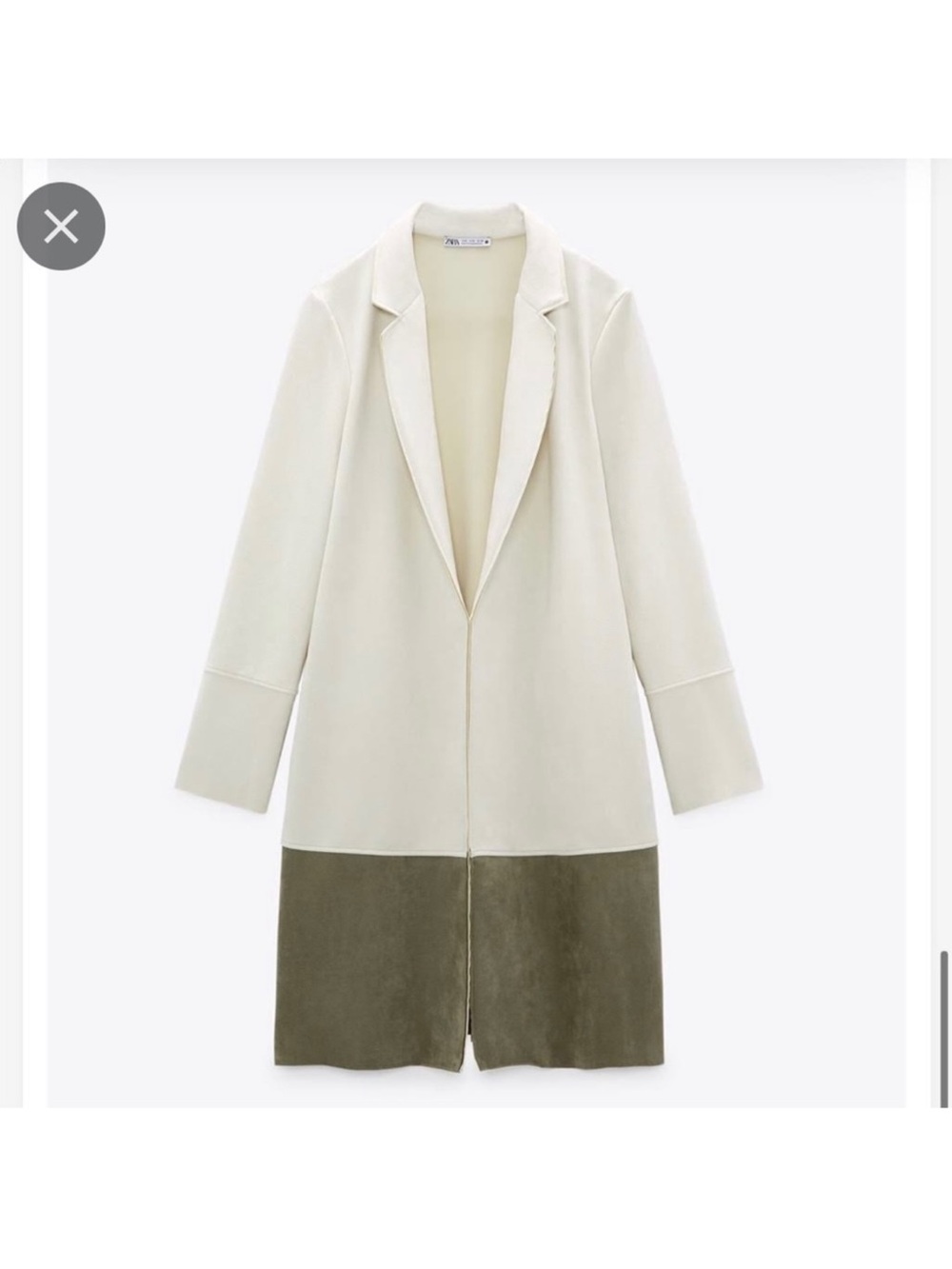 Zara Two-Tone Trench Coat in Ivory and Olive